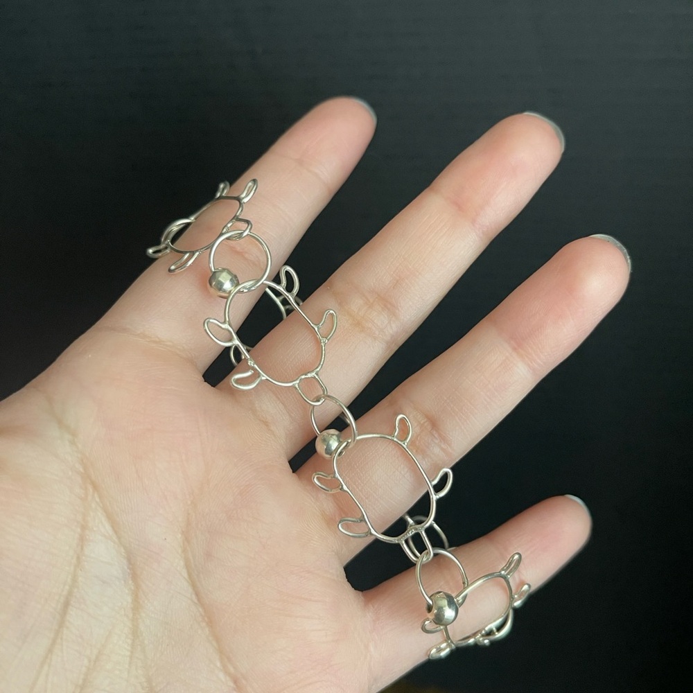 Sterling silver turtle wired 8 inch bracelet